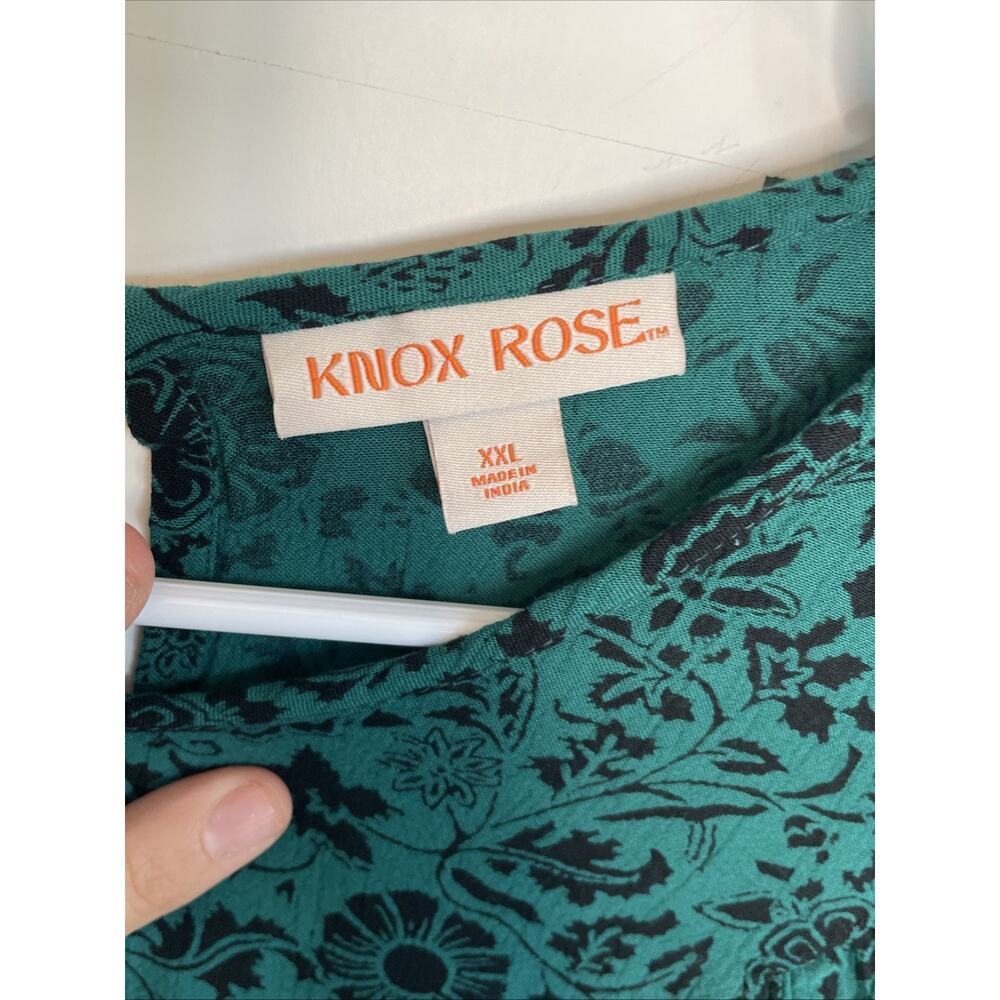 Knox Rose Women's Boho Dark Floral Blouse Sz XXL DK Green Long Sleeve Whimsigoth - Picture 14 of 15
